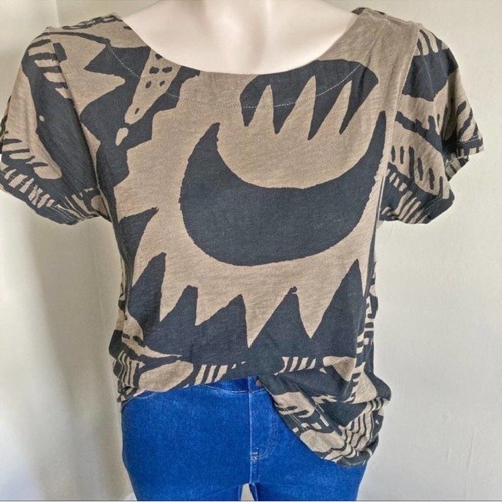 French Connection 100% Cotton Mod Vintage moon tribal abstract zipper